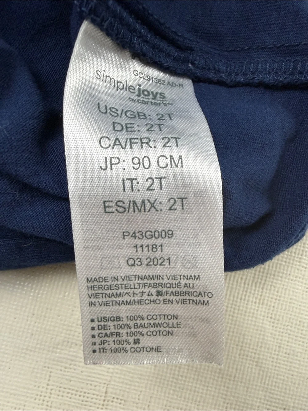 Carters Simple Joys Long-Sleeve Crewneck Bundle Teal Navy Indigo Gray Size 2T